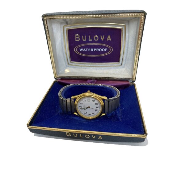 Bulova Water Resistant T2 Base Metal Bezel Stainless Steel Quartz Analog Watch - Picture 1 of 8